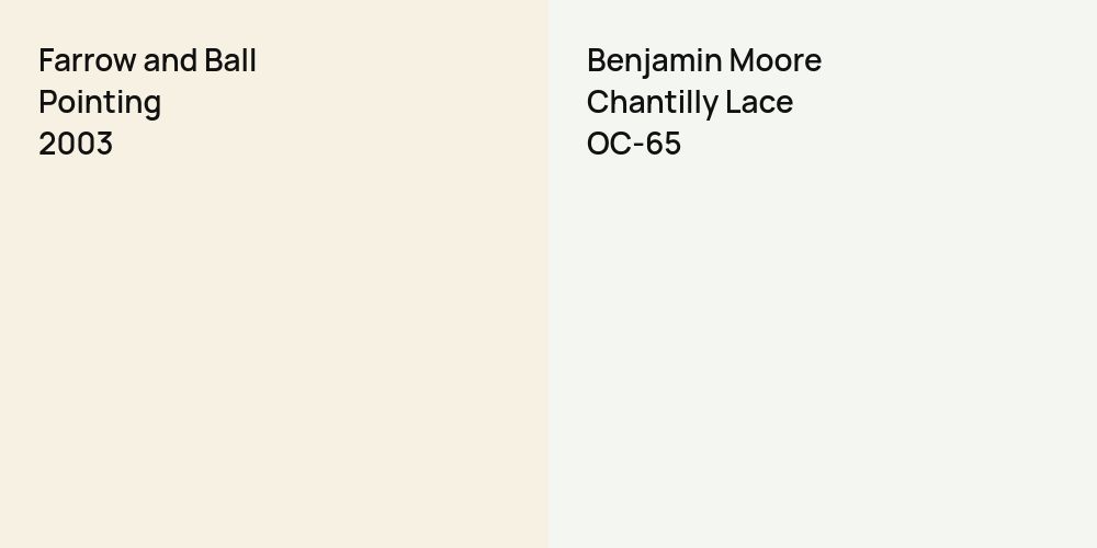 Farrow and Ball Pointing vs. Benjamin Moore Chantilly Lace