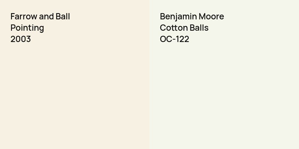 Farrow and Ball Pointing vs. Benjamin Moore Cotton Balls