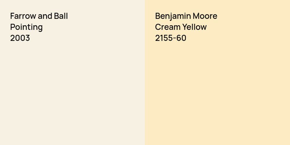 Farrow and Ball Pointing vs. Benjamin Moore Cream Yellow