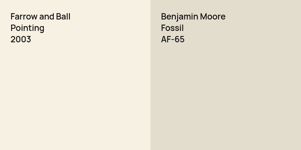 Farrow and Ball Pointing vs. Benjamin Moore Fossil