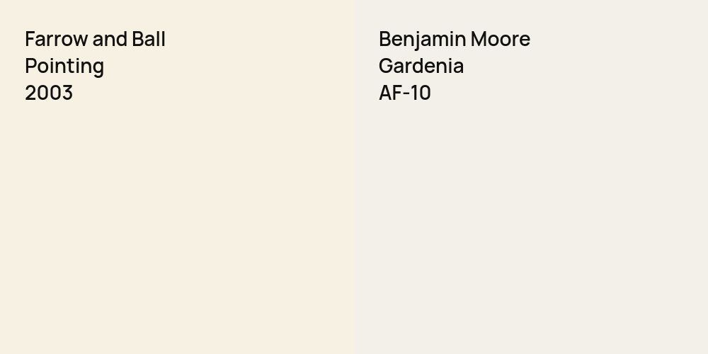 Farrow and Ball Pointing vs. Benjamin Moore Gardenia