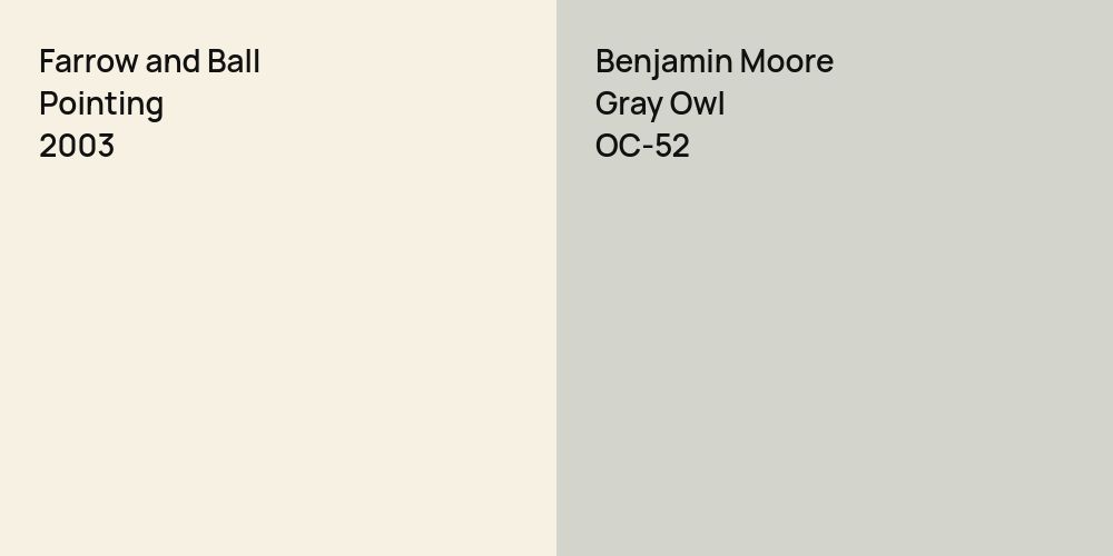 Farrow and Ball Pointing vs. Benjamin Moore Gray Owl