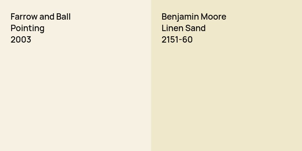 Farrow and Ball Pointing vs. Benjamin Moore Linen Sand