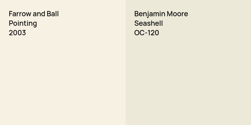 Farrow and Ball Pointing vs. Benjamin Moore Seashell