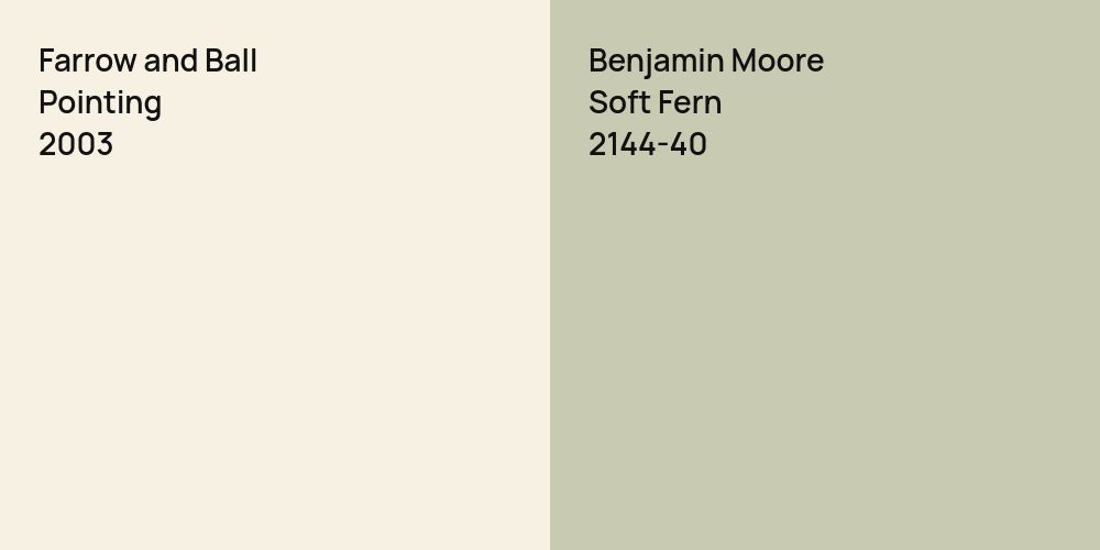 Farrow and Ball Pointing vs. Benjamin Moore Soft Fern