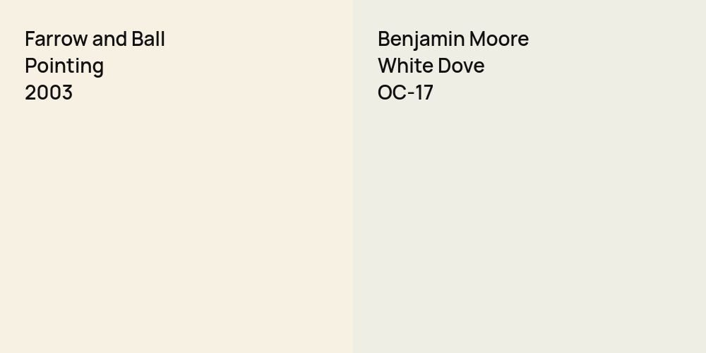 Farrow and Ball Pointing vs. Benjamin Moore White Dove