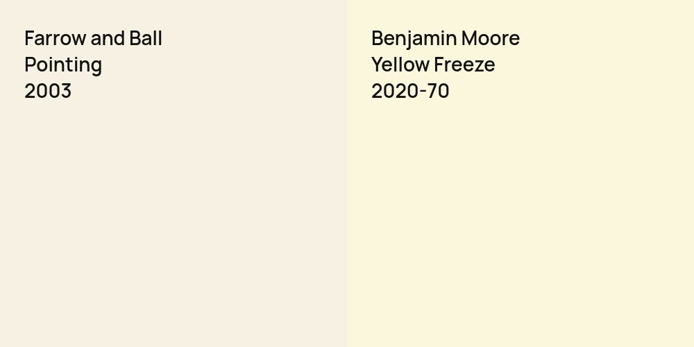 Farrow and Ball Pointing vs. Benjamin Moore Yellow Freeze