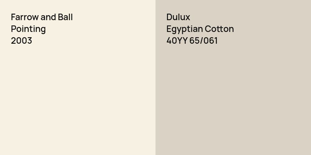 Farrow and Ball Pointing vs. Dulux Egyptian Cotton