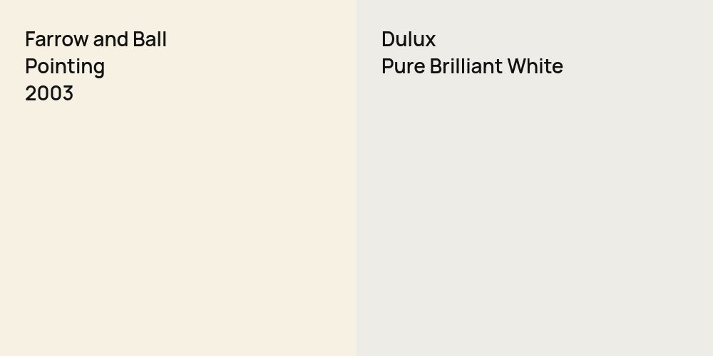 Farrow and Ball Pointing vs. Dulux Pure Brilliant White