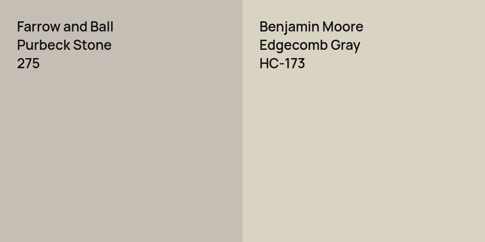 Farrow and Ball Purbeck Stone vs. Benjamin Moore Edgecomb Gray