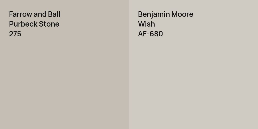 Farrow and Ball Purbeck Stone vs. Benjamin Moore Wish