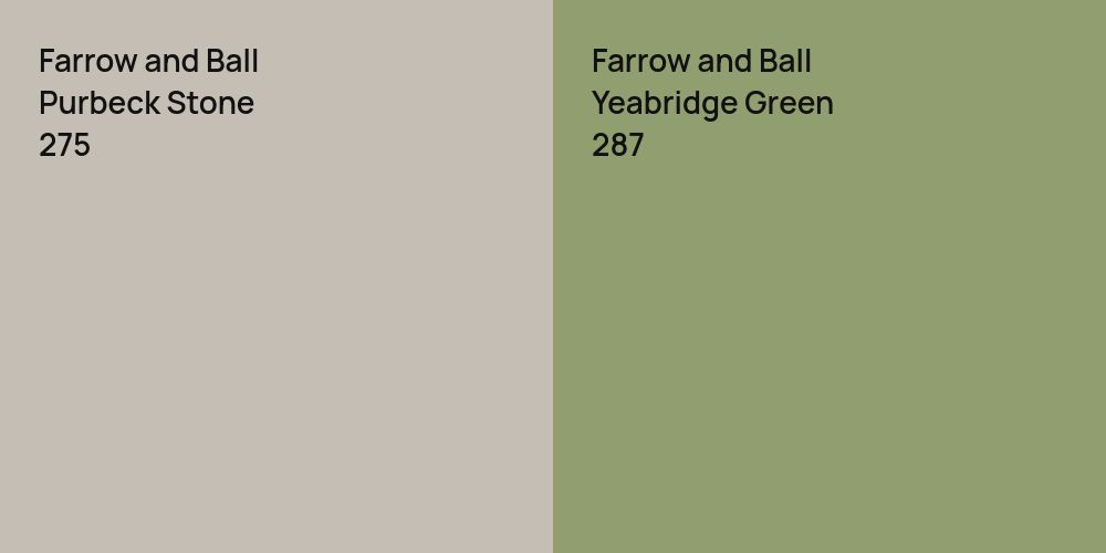 Farrow and Ball Purbeck Stone vs. Farrow and Ball Yeabridge Green