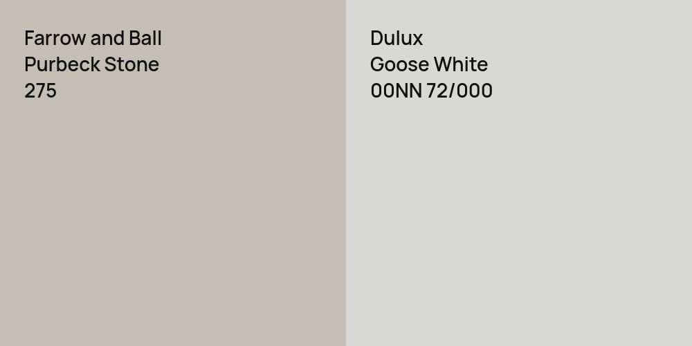 Farrow and Ball Purbeck Stone vs. Dulux Goose White