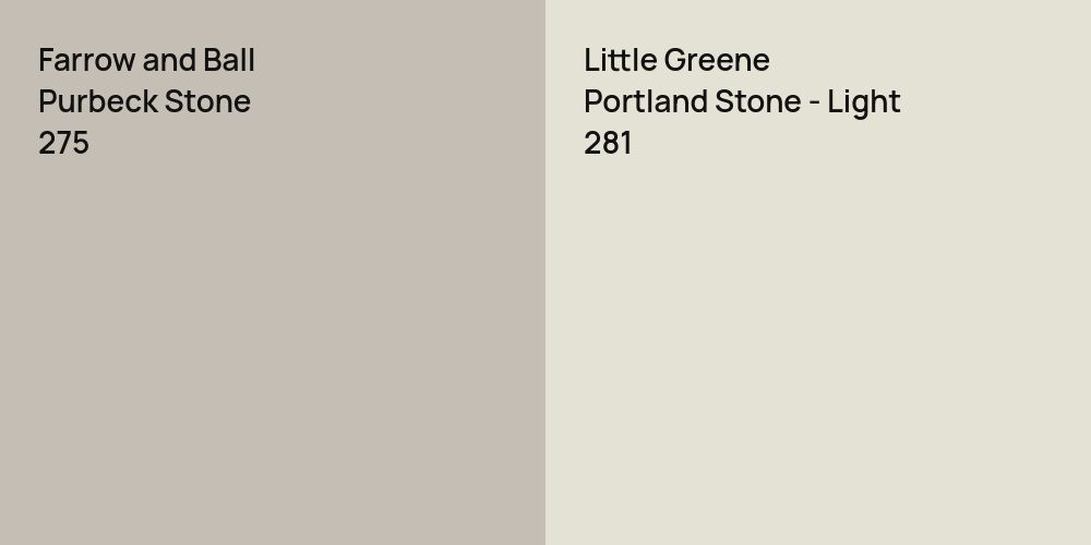 Farrow and Ball Purbeck Stone vs. Little Greene Portland Stone - Light