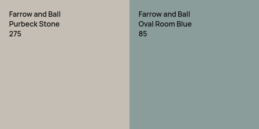 Farrow and Ball Purbeck Stone vs. Farrow and Ball Oval Room Blue