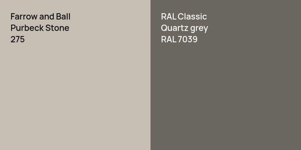 Farrow and Ball Purbeck Stone vs. RAL Classic  Quartz grey