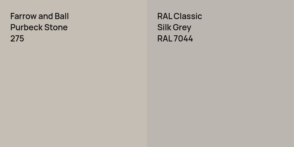 Farrow and Ball Purbeck Stone vs. RAL Classic Silk Grey