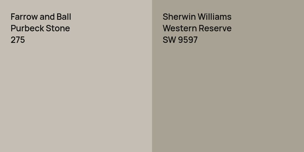 Farrow and Ball Purbeck Stone vs. Sherwin Williams Western Reserve