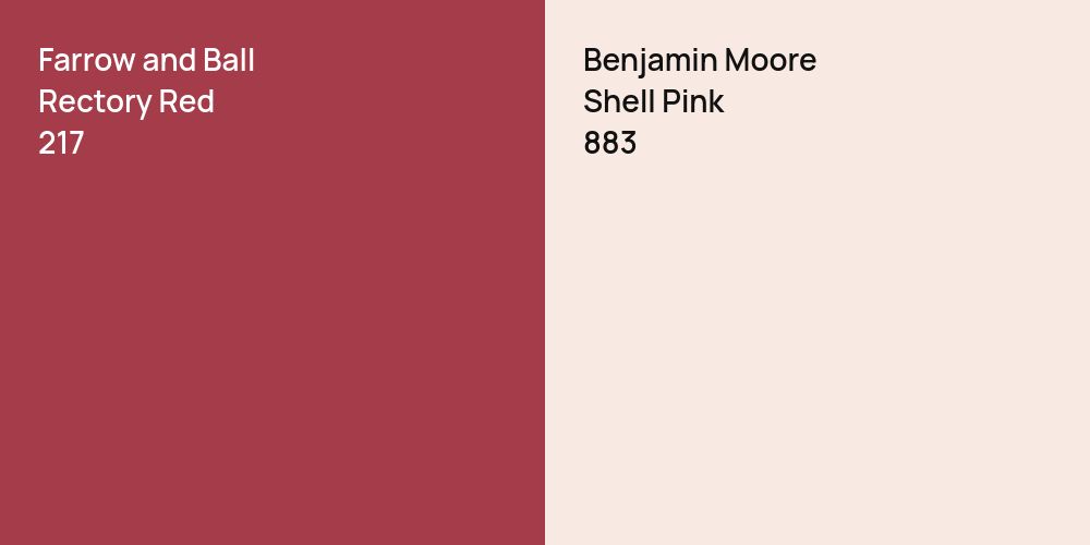 Farrow and Ball Rectory Red vs. Benjamin Moore Shell Pink