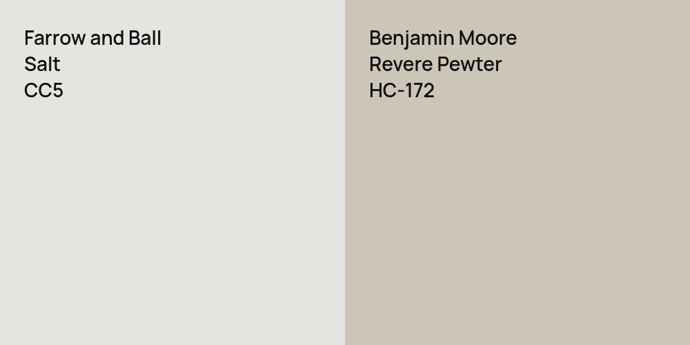 Farrow and Ball Salt vs. Benjamin Moore Revere Pewter