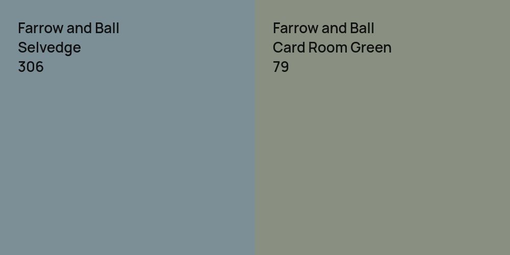 Farrow and Ball Selvedge vs. Farrow and Ball Card Room Green