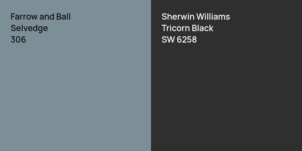 Farrow and Ball Selvedge vs. Sherwin Williams Tricorn Black