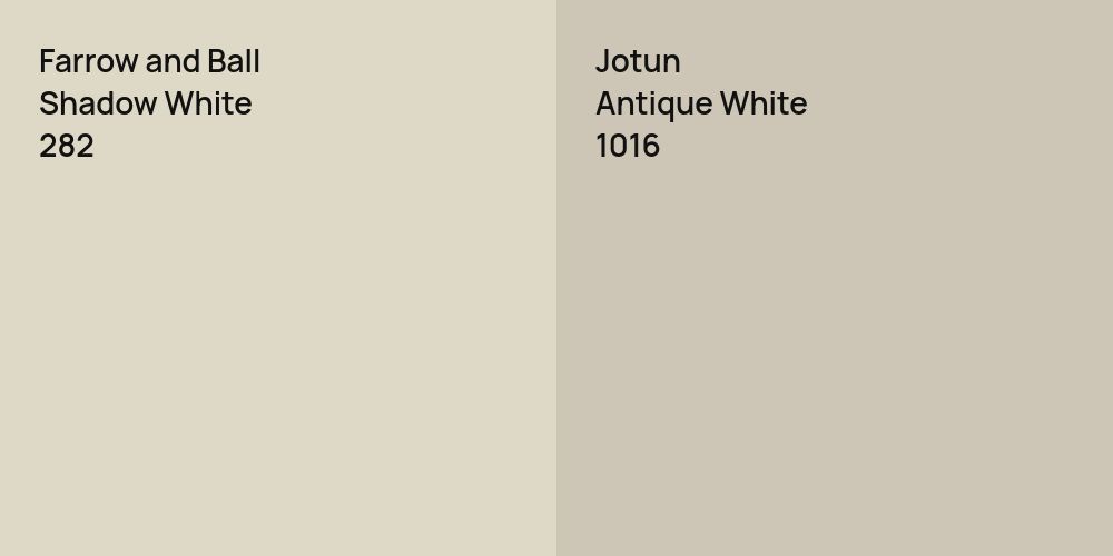 Farrow and Ball Shadow White vs. Jotun Antique White