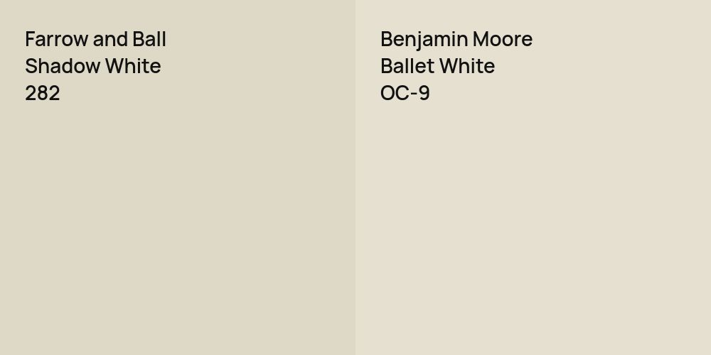 Farrow and Ball Shadow White vs. Benjamin Moore Ballet White