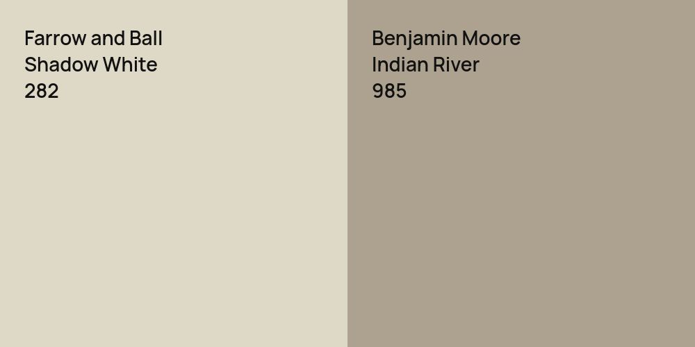 Farrow and Ball Shadow White vs. Benjamin Moore Indian River