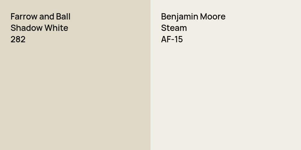 Farrow and Ball Shadow White vs. Benjamin Moore Steam