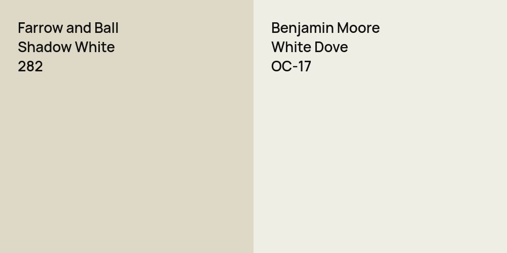 Farrow and Ball Shadow White vs. Benjamin Moore White Dove