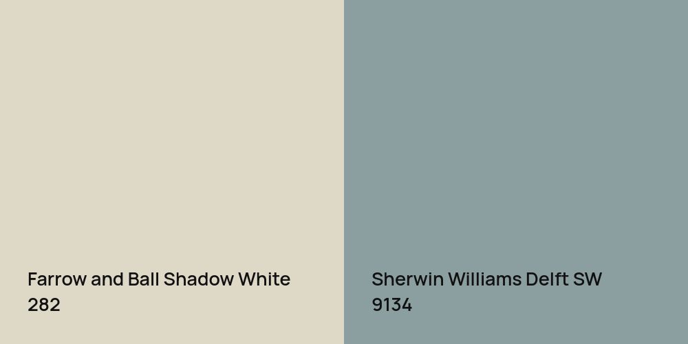 Farrow and Ball Shadow White vs. Sherwin Williams Delft