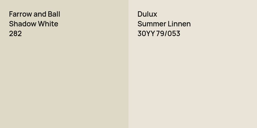 Farrow and Ball Shadow White vs. Dulux Summer Linnen