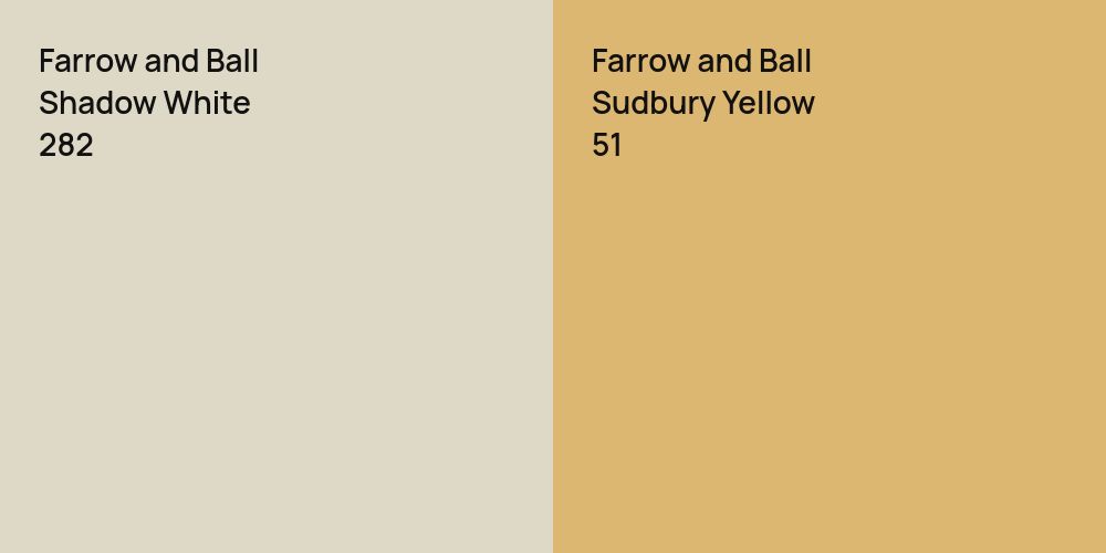 Farrow and Ball Shadow White vs. Farrow and Ball Sudbury Yellow