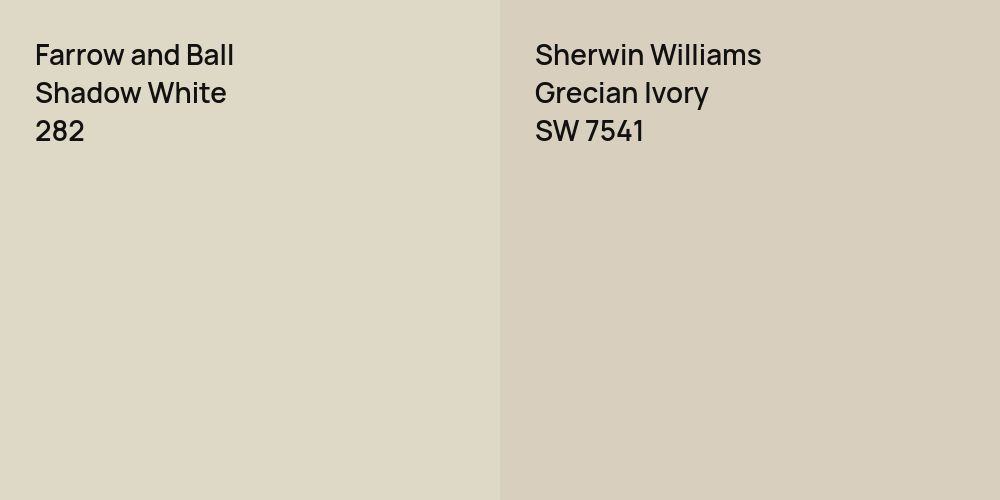 Farrow and Ball Shadow White vs. Sherwin Williams Grecian Ivory