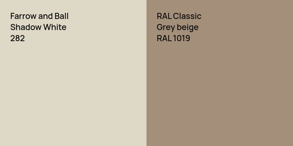 Farrow and Ball Shadow White vs. RAL Classic  Grey beige