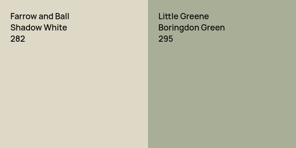 Farrow and Ball Shadow White vs. Little Greene Boringdon Green