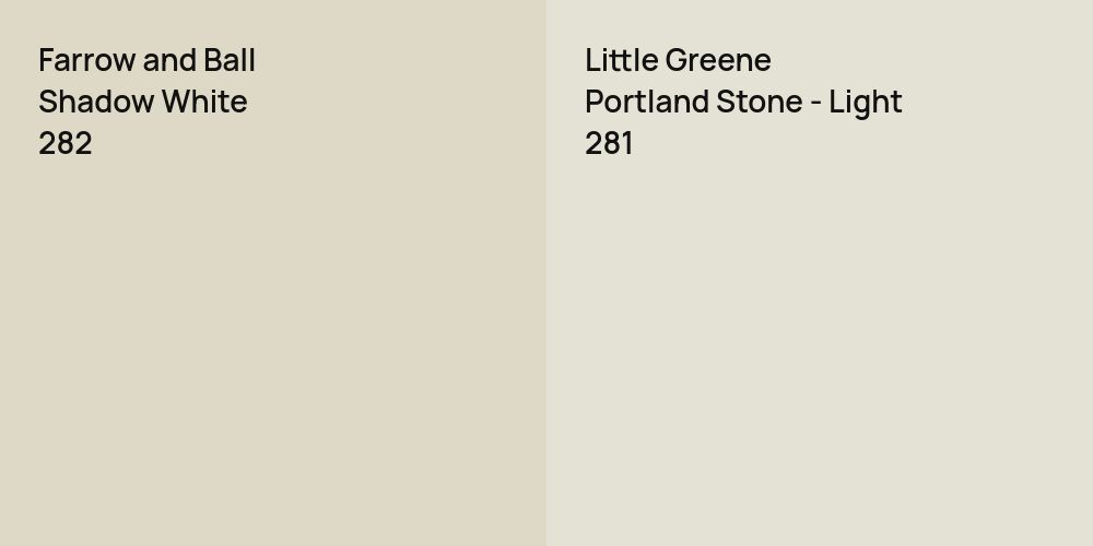 Farrow and Ball Shadow White vs. Little Greene Portland Stone - Light