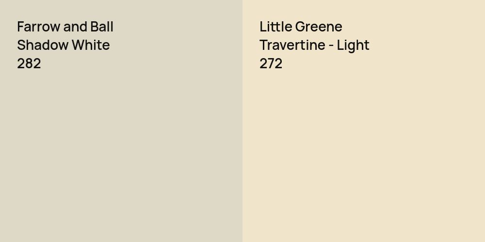 Farrow and Ball Shadow White vs. Little Greene Travertine - Light