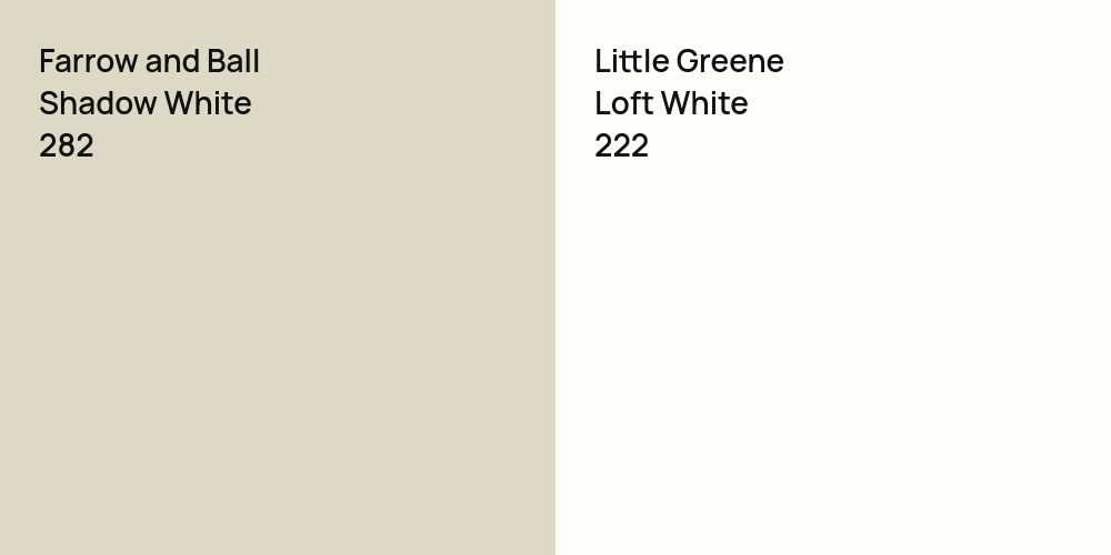 Farrow and Ball Shadow White vs. Little Greene Loft White