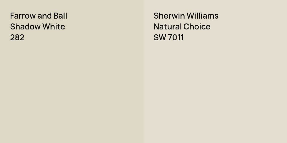 Farrow and Ball Shadow White vs. Sherwin Williams Natural Choice