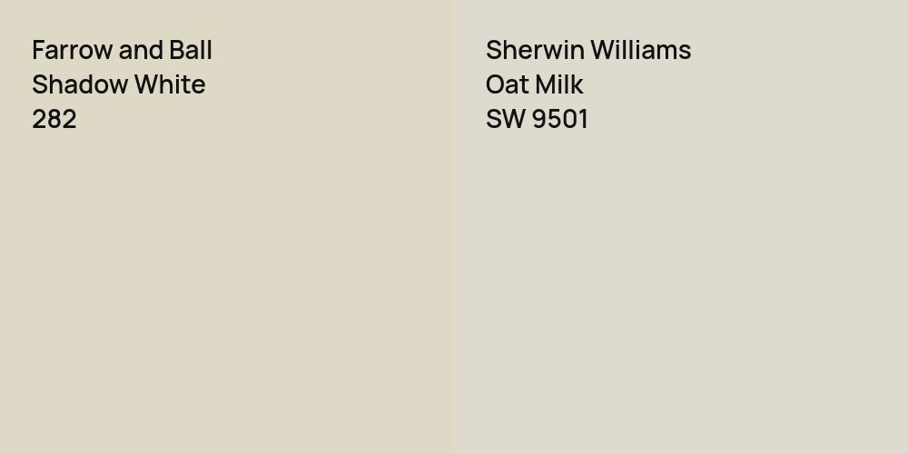 Farrow and Ball Shadow White vs. Sherwin Williams Oat Milk