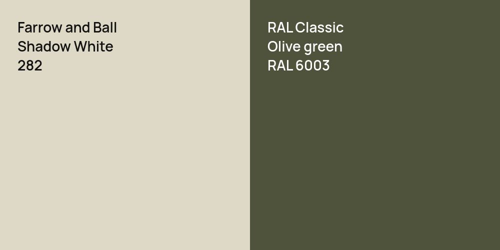 Farrow and Ball Shadow White vs. RAL Classic  Olive green