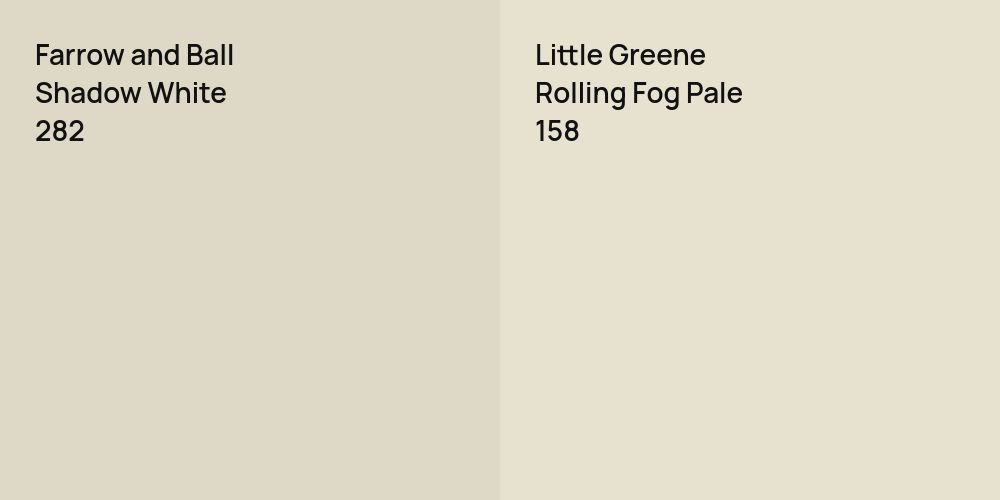 Farrow and Ball Shadow White vs. Little Greene Rolling Fog Pale