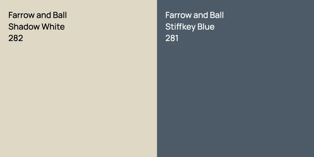 Farrow and Ball Shadow White vs. Farrow and Ball Stiffkey Blue