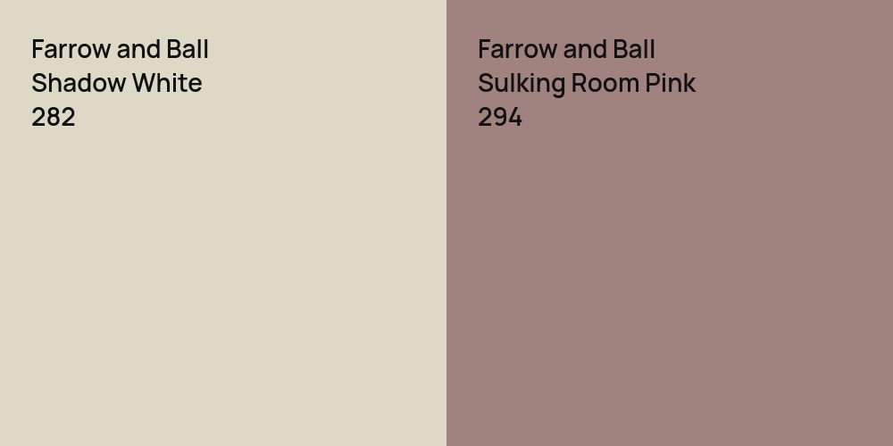 Farrow and Ball Shadow White vs. Farrow and Ball Sulking Room Pink