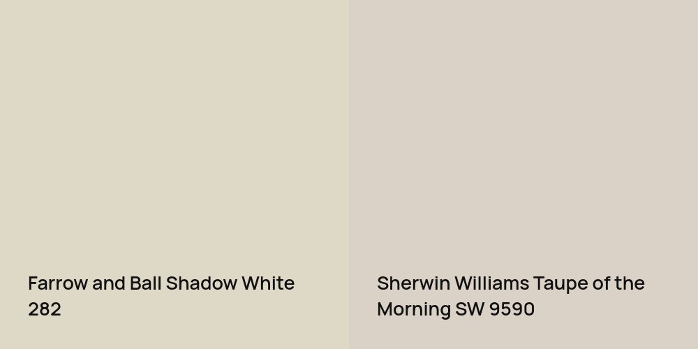 Farrow and Ball Shadow White vs. Sherwin Williams Taupe of the Morning