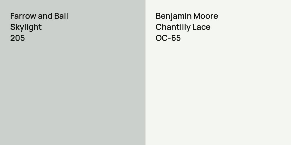 Farrow and Ball Skylight vs. Benjamin Moore Chantilly Lace