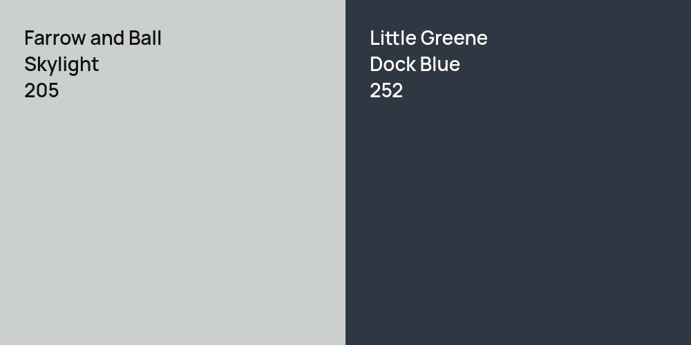 Farrow and Ball Skylight vs. Little Greene Dock Blue