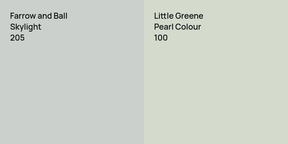 Farrow and Ball Skylight vs. Little Greene Pearl Colour